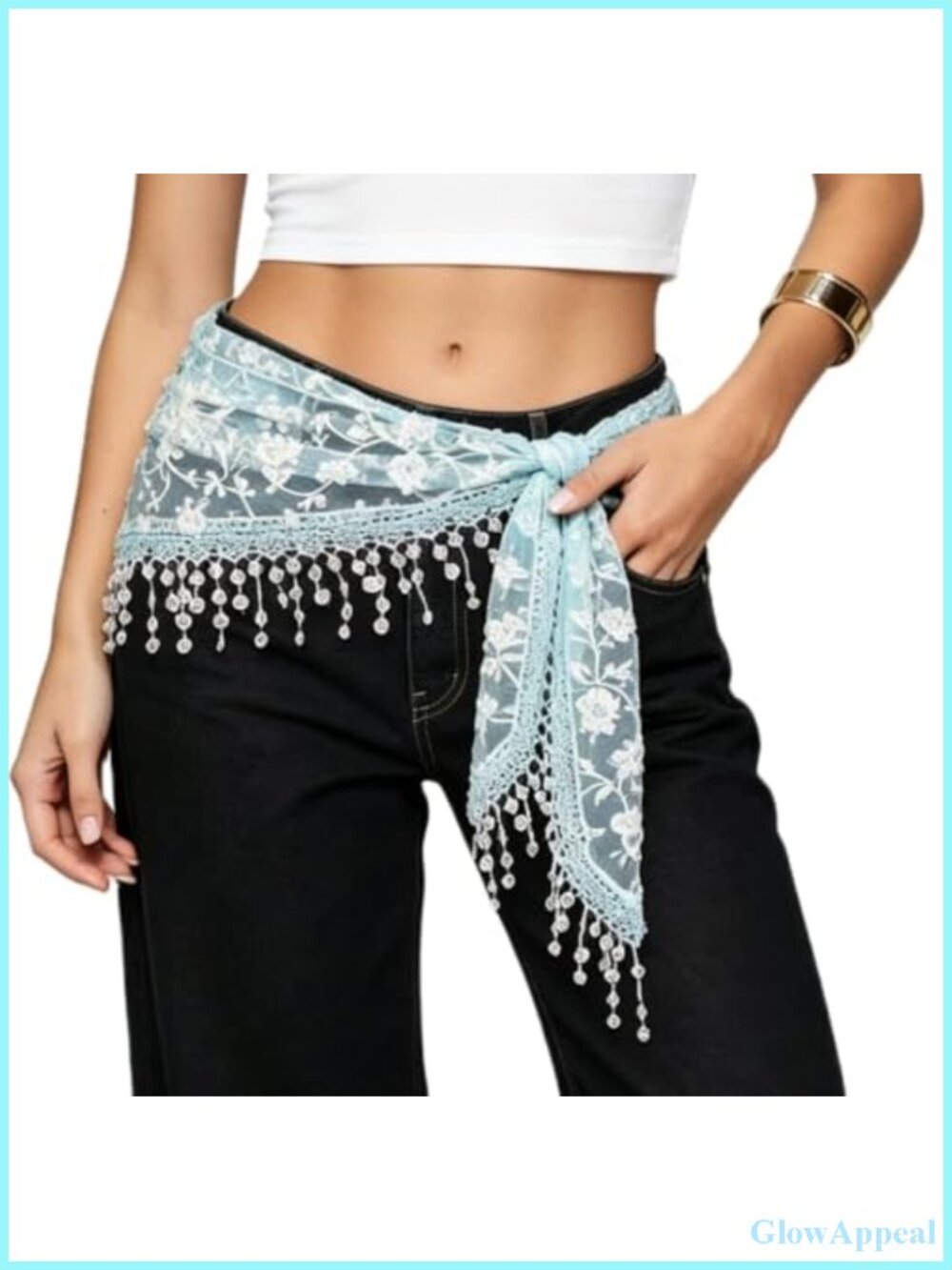 Sheer Floral Lace Waist Scarf Belt Y2K Wrap Skirt Sarong Multi-Wear Boho